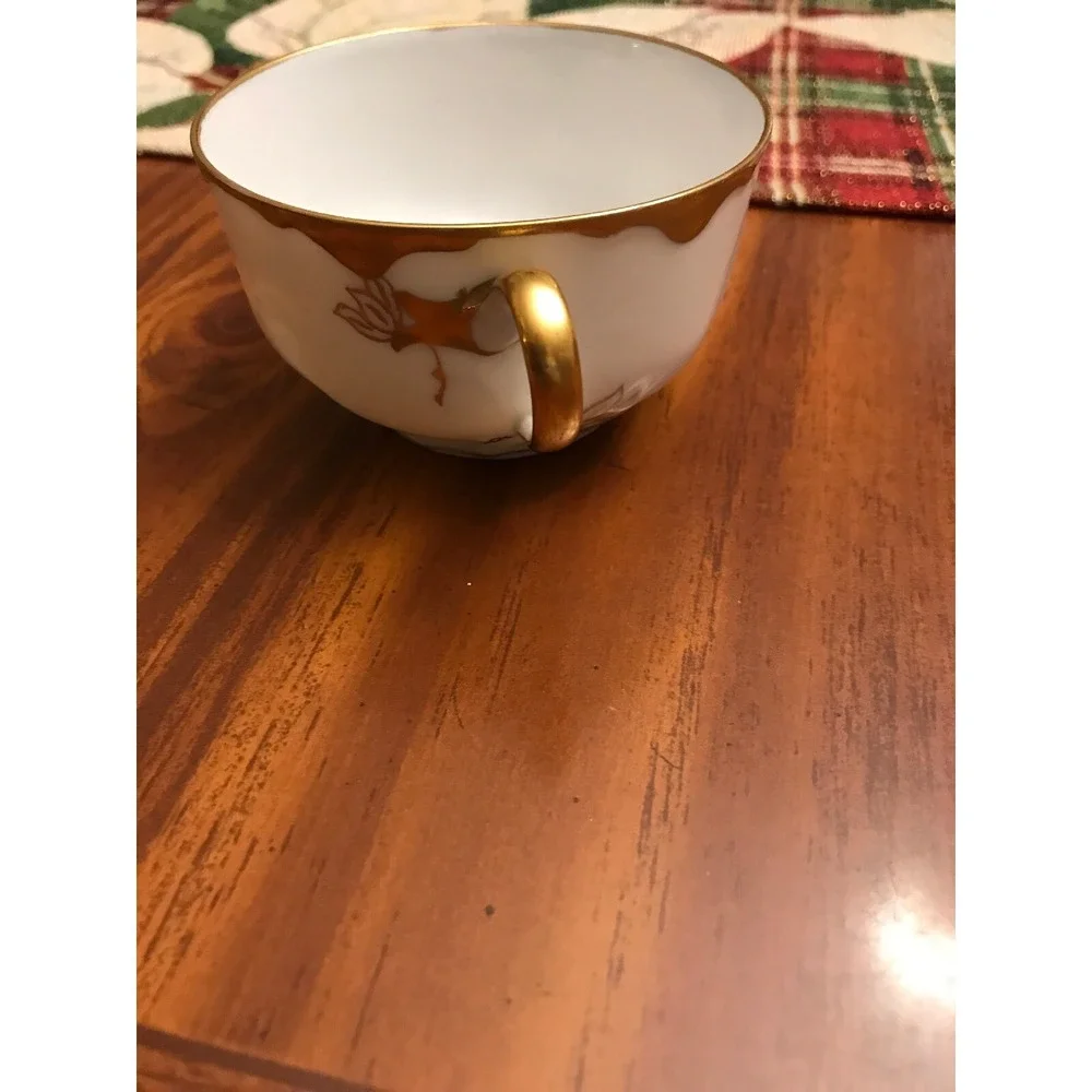 fraureuth germany small white bone china‎ tea coffee cup gold trim